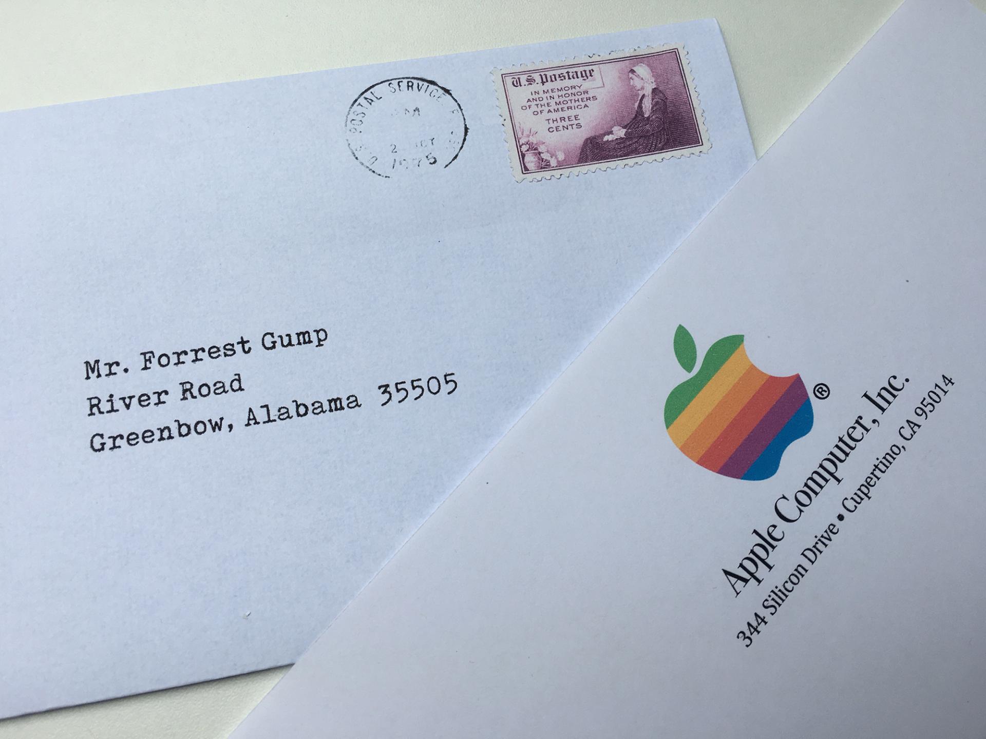 Forrest gump apple company letter enveloppe september 23 1975 cupertino ca khristore auction